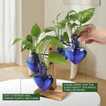 Terrarium Propagation Station, Heart Glass Vase with Wood Stand, Deep Blue