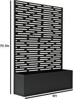 Oakland Living 6 ft. X 4 ft. Black Freestanding Metal Privacy Screen Room Divider with Flower Box