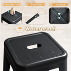 Furmax 30 Inch Metal Bar Stools Set of 4, Counter Height Backless Stools, Industrial Bar Chairs Patio Stool Stackable Backless Stool for Kitchen/Dining Room/Bistro/Patio Indoor Outdoor (Dark Black)