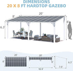 AECOJOY 20' x 8' White Outdoor Gazebo for Patio, Large Wall-Mounted Hard Top 8x20 Lean to Metal Gazebo Shelter Pergolas and Gazebos Clearance with Patio Roof, Heavy Duty Awnings for Patio, Decks