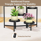 LASZOLA 6 Tiered Folding Plant Stand Indoor for Multiple Large Planter, Tall Heavy Duty Adjustable Rack with Rust Proof Plastic Shelving, Sturdy Vertical Tree Organizer for Narrow Inside Floor, Black