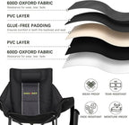 Oversized Rocking Camping Chair with Headrest & Cup Holder - 400lbs Capacity, 600D Oxford Fabric, Easy Fold Portable Outdoor Rocker Chair for Camping, Backyard, Beach, Deep Gray