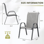 UDPATIO Patio Chairs Set of 6, Stackable Outdoor Dining Chairs for All Weather, Outdoor Furniture with Breathable Textilene Fabric, 350LBS Capacity, for Garden, Backyard, Deck (Light Grey)