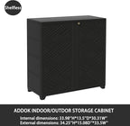 ADDOK Indoor Outdoor Plastic Storage Cabinet 34"x15"x34", Outdoor Storage Shed for Living Room, Hallway, Balcony, Garage, Garden, Backyard-Black（W/O Shelf）
