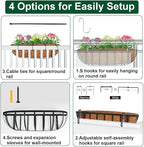 2 Pack 30" Railing Planter Window Box with Coco Fiber Liner Horse Trough Planter The Railing Planter Boxes for Deck Porch Fence Outdoor