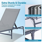 Outdoor Chaise Lounge Chair Set of 2, Foldable & Assemble-Free, 6 Adjustable Positions, Durable Rust-Resistant Frame, Portable Outdoor Pool Lounge Chairs for Pool Patio Beach, Grey