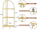 Crofy Foldable 3 Tier Corner Shelf, Metal Corner Plant Stand with Gold Frame and Gold Shelves, Corner Display Rack Multipurpose Shelving Unit for Living Room, Bedroom, Bathroom