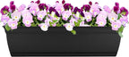 The HC Companies 24 Inch Eclipse Window Planter Box with Drainage Holes & Attached Saucer, Lightweight UV-Resistant Plastic Indoor & Outdoor Planters, 2-Pack Flower Box for Garden & Home Decor, Black