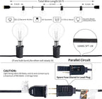 String Lights, 50ft Black G40 Globe Bulbs, Connectable