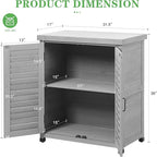 Outdoor Potting Bench with Storage Cabinet and Metal Top, Wood Workstation for Outdoor Patio, Garden (Light Grey, 31x17x36‘’)