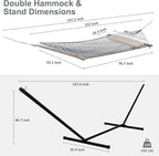 SUNCREAT Rope Hammock with Stand Included, Portable Double Hammock with Soft Pillow, Gray