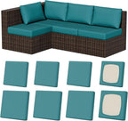 Cushion Covers 8-Pack Stretch Fit, Petrol Blue, Large and Small Sizes