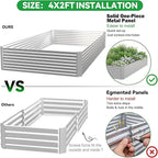 3 Pack Corrugated Galvanized Steel Raised Garden Bed Outdoor, Metal Above Ground Garden Bed for Vegetables and Flowers, Rectangle Raised Beds for Gardening-4x2FT