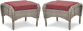 Belord Outdoor Ottomans for Patio Foot Rest - 25 Inch PE Wicker Foot Stool Set of 2 with Removable Cushions for Patio Furniture Sets,All Weather Rattan Ottoman for Balcony Deck Backyard Brown
