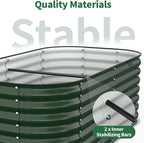 Kesfitt Raised Garden Bed Outdoor, Galvanized Steel Metal Raised Bed Planter for Vegetables, 24-Inch Deep Open Bottom Backyard Garden Bed 6x3x2 ft, Forest Green