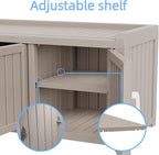3 Doors Shoe Bench, Waterproof & UV-Resistant, Resin Shoe Cabinet Indoor & Outdoor Use, Entryway Bench with Adjustable Shelves & Hidden Storage Space for Bedroom, Hallway, Grey