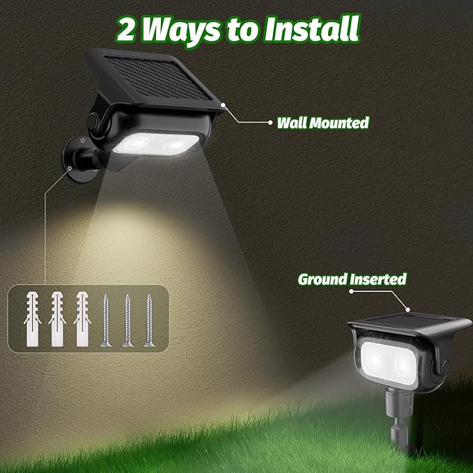 Nreonrick Solar Spot Lights 360° Adjustable Solar Lights Outdoor IP65 Waterproof with 2-in-1 Solar Powered Spotlights for Landscape Lighting for Garden, Yard, Pathway (Cool White, 4 Pack)