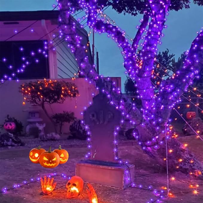 String Lights 165 ft 500 LED Purple Outdoor Plug-In with Timer