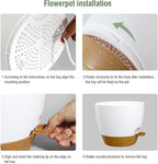 8 inch Self Watering Pots, 2 Pack Plastic Planters with Mesh Drainage Holes for Garden Plants and Flower, Plants Pots with Deep Reservoir for Indoor Outdoor Plants, White with Brown