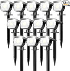 Peasur 12 Pack Solar Lights Outdoor, Solar Spotlights Outdoor Waterproof 3 Modes, 2-in-1 Auto On/Off Solar Spot Landscape Lighting Outside for Tree Plants Yard Garden Pathway