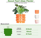 10 inch Ceramic Plant Pots for Indoor Plants, Rainbow Pearl Glaze Planter with Planters for Plants with Drainage Hole, Orchid Pots, Succulent Pot,Large Flower Pot (Orange)