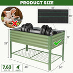 Elevated Raised Garden Bed 2' x 4'- Galvanized Metal Planter Boxes with Legs & Storage Rack, Outdoor Planters for Backyard/Patio/Balcony, with Drainage Holes for Vegetables, Flowers, Herbs, Green