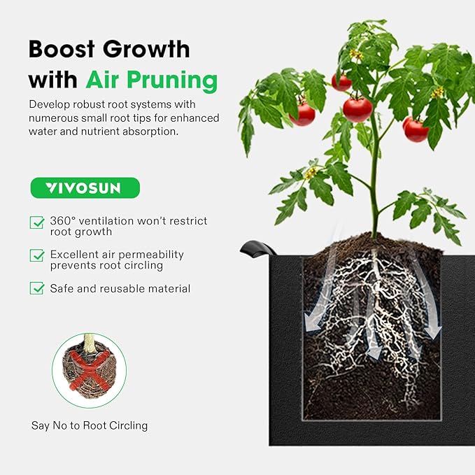 VIVOSUN 3-Pack 2-Grid 10 Gallon Grow Bags, Heavy Duty Square Plant Grow Pots, 400G Thickened Breathable Fabric Plant Container with Reinforced Handles & 10 Pcs Plant Labels for Flowers, Vegetables