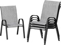 Patio Chairs Set of 4, Stackable Outdoor Dining – Light Grey