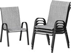 Patio Chairs Set of 4, Stackable Outdoor Dining – Light Grey