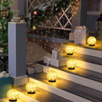 2-Pack Garden Solar Lights Outdoor, Cracked Glass Ball Light Waterproof, Decorative Solar Globe Lights Warm White for Yard Pathway Patio Lawn