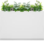 Galvanized Steel Planter Box-No Installation Required Metal Rectangular Block Long Box Planter Modern Outdoor Planters All-Weather Use with Drainage Holes for Patio/Porch, 36×24×12IN（White）