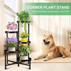 Plant Stand Indoor Outdoor 5 Tier Black Metal Plant Holder 31 in Tall 9 in Wide,Tiered Flower Pot Display Stand,Multiple Plant Stand for Living Room Corner Garden Patio Lawn Balcony
