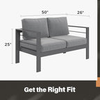 Solaste Outdoor Loveseat Aluminum Patio Furniture Sofa, All-Weather Metal Outdoor Couch with Cushions,Dark Grey
