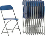 Flash Furniture Hercules Series Plastic Folding Chairs for Parties and Weddings, Stackable Commercial Event Seats, Set of 10, Blue