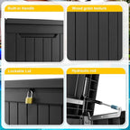 281 Gallon Outdoor Storage Box Waterproof, Large Resin Patio Deck Boxes, Lockable Outdoor Storage Container for Patio Furniture, Garden, and Pool Tools (281 Gallon, Black)