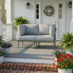 Sundale Outdoor 2 Pieces Metal Patio Furniture Set, Outdoor Sectional Sofa w/6 Inch Olefin Cushion, Modern Outdoor Conversation Sets for Porch, Balcony
