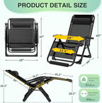 Suteck Oversized Zero Gravity Chair,29In XL Lounge Chair w/Removable Cushion&Headrest, Reclining Camping Chair w/Upgraded Lock and Footrest, Reclining Patio Chairs Recliner for Indoor Outdoor