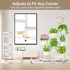 LASZOLA 7 Tiered Folding Plant Stand Indoor for Multiple Large Planter, Tall Heavy Duty Adjustable Rack with Rust Proof Plastic Shelving, Sturdy Vertical Tree Organizer for Narrow Inside Floor, White