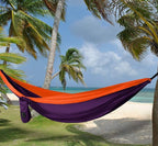 Gold Armour Camping Hammock - XL Double Hammock Portable Hammock Camping Accessories Gear for Outdoor Indoor with Tree Straps, USA Based Brand (Purple and Orange)