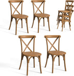 VINGLI Plastic Outdoor Dining Chairs Set of 4, Stackable Patio Farmhouse Brown Dining Chairs with X Back, Waterproof Kitchen & Dining Room Chairs for Indoor-Outdoor, Capacity 400 lbs