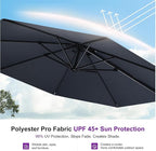 PURPLE LEAF 10 Feet Patio Umbrella with Base and Cover Round Outdoor Cantilever Umbrella Aluminum Offset Umbrella with 360-degree Rotation for Garden Deck Pool Patio Grey
