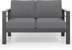Solaste Outdoor Loveseat Aluminum Patio Furniture Sofa, All-Weather Metal Outdoor Couch with Cushions,Dark Grey