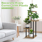 Plant Stand Indoor, 4 Tier Thickened Metal Corner Plant Shelf for Multiple Plants, Indoor Plants Tiered Flower Pot Stand for Patio Garden Balcony Living Room Bedroom (Black)