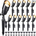 Gardenreet LED Spot Light Outdoor - Die-Cast Brass 12V Uplighting Waterproof, Low Voltage Landscape Lights Metal, Black for Fence Fountain with Warm White MR16 Replaceable Bulbs (12 Pack)