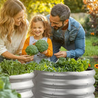 2x2x1ft Round Galvanized Raised Garden Bed Outdoor Metal Planter Box Raised Beds for Gardening,Vegetables,Fruits,Flowers & Herbs (Silver)