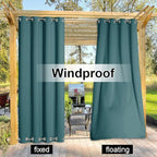 NICETOWN 2 Panels Outdoor Patio Curtains Extra Long Drapes 108 L Waterproof/Windproof, Top and Bottom Rustproof Grommet Keep Warm in Winter Privacy for Yard/Porch, Teal, 52" W per Panel