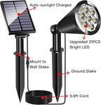 MEIHONG Solar Spot Lights, Warm White Lights with Separate Panel, Solar Tree Light Waterproof Outdoor Landscape Lights Dusk to Dawn for Garden Walkway(2 Pack)