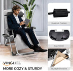VINGLI 29" Padded Zero Gravity Chair, Lounge Chair with Removable Cushion & Tray， Folding Reclining Patio Chairs， Recliner Chair for Lawn，Indoor Outdoor-Grey