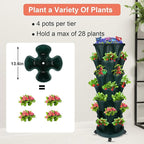 GameXcel Vertical Planter, 7 Tier Stackable Strawberry Planter with Garden Tool Set, Movable Indoor/Outdoor Garden Herb Pot for Growing Vegetables and Succulents, Green