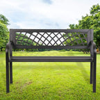 Garden Bench Outdoor Bench with Plastic Backrest for Patio Metal Bench Park Bench or Yard Porch Clearance Work Entryway